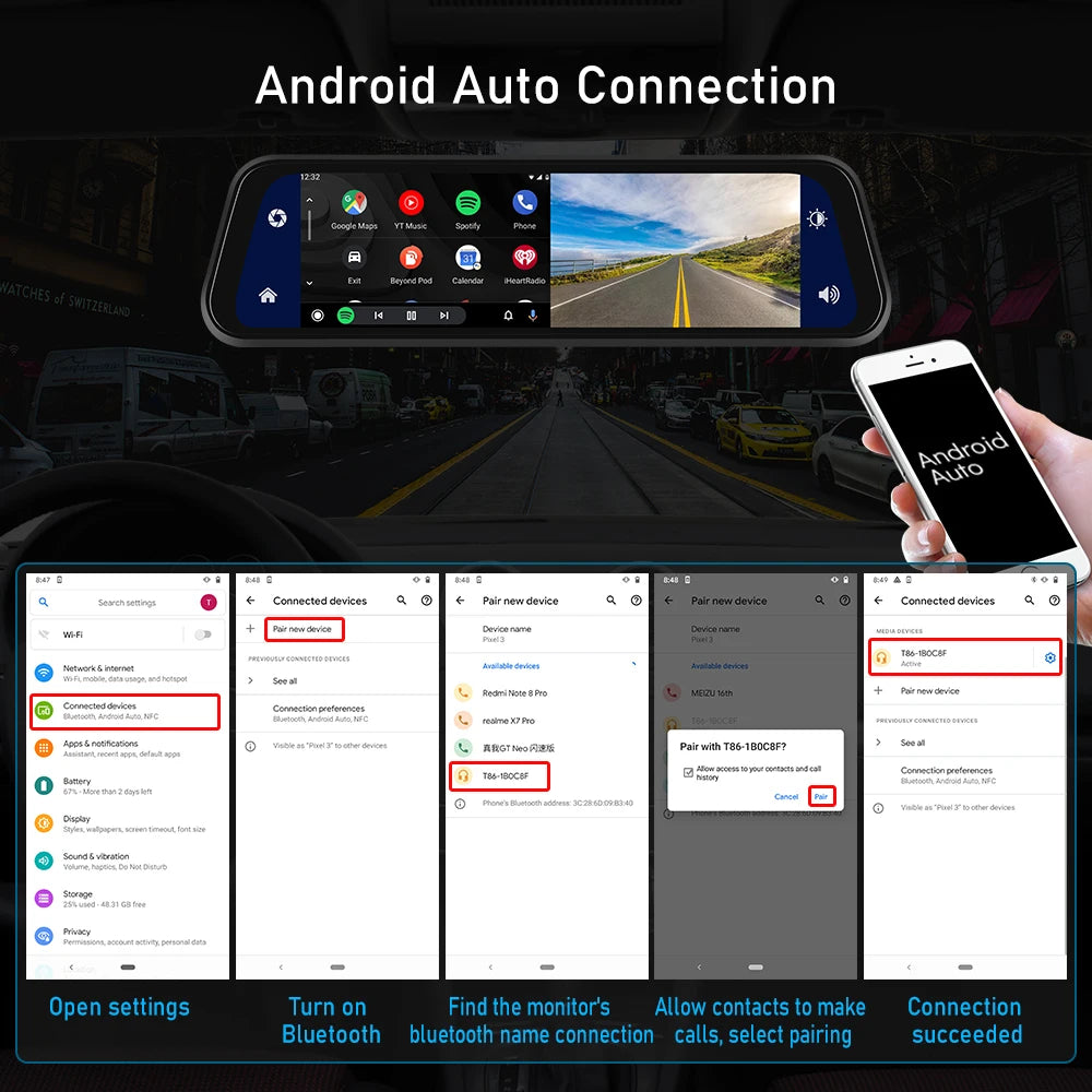DriveSync VisionPro 9.66™ - Smart Touch Rear View Mirror Camera DVR
